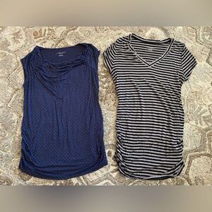 Women’s LIZ LANGE MATERNITY Gray Blue Short Sleeve Shirt Medium Bundle Summer